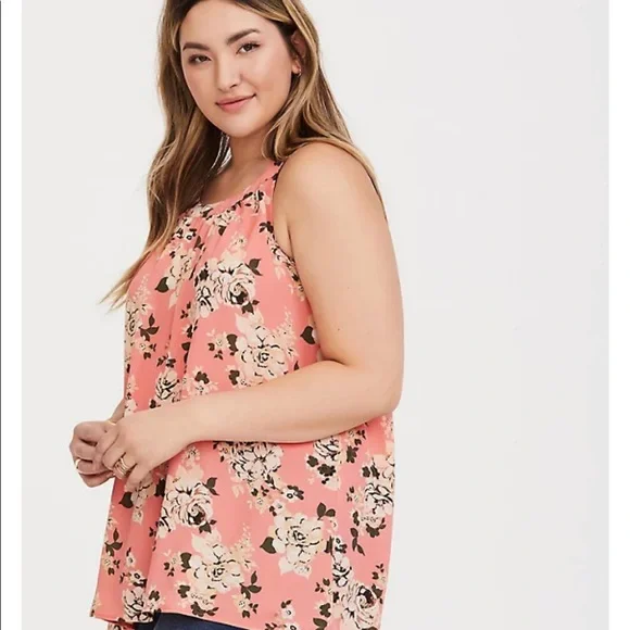 LIKE NEW! Torrid coral floral hi-lo georgette tank top 5X - Picture 3 of 11